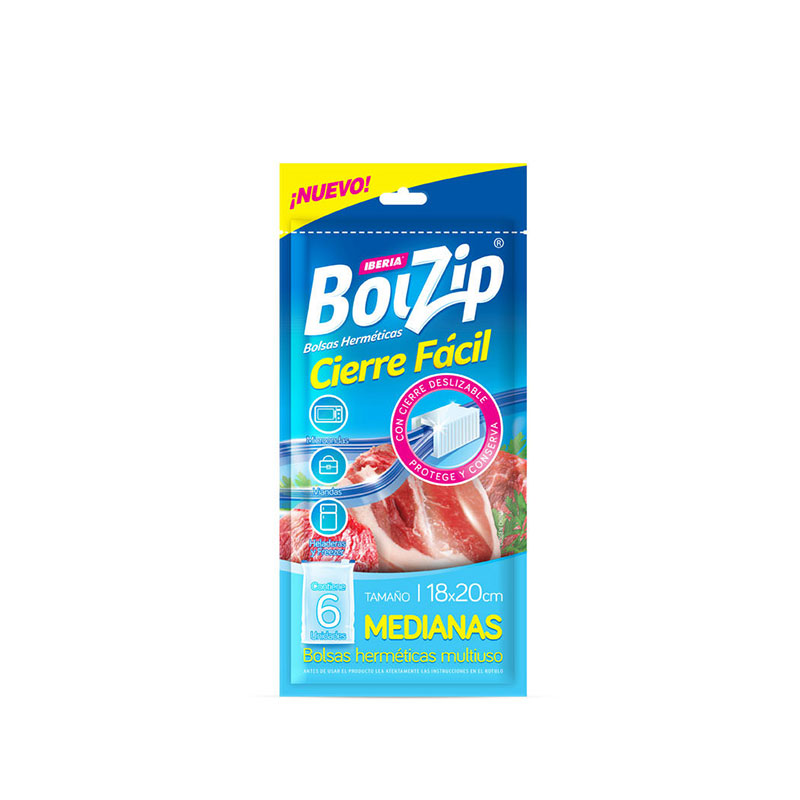 BOLZIP - Bolsas Hermeticas Medianas con Cierre Facil xu (18x20cm) - 4614