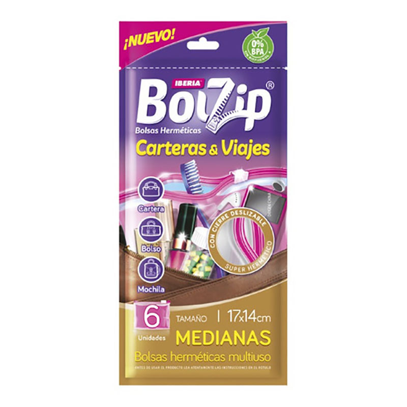 BOLZIP - Bolsas Herméticas Medianas para Carteras y Viajes x6 u - 4615