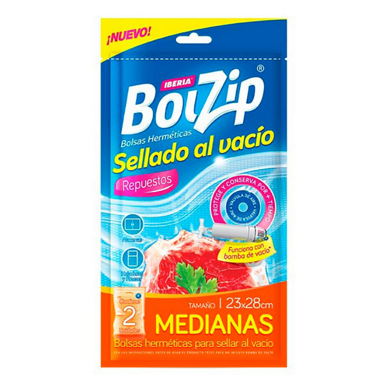 BOLZIP - Bolsas Herméticas Medianas Sellado al Vacio Repuestos x 2u - 4618