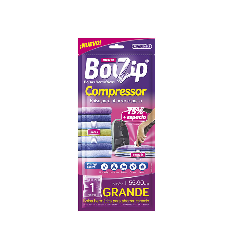 BOLZIP - Compressor Bolsa Hermetica Grande para la Ropa x1u. - 4622