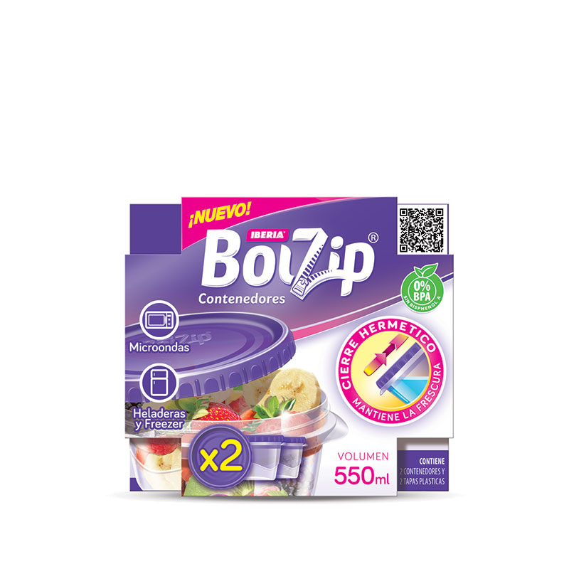 BOLZIP - Contenedores Redondos Chicos x2u. 550 ml c/u) - 4627