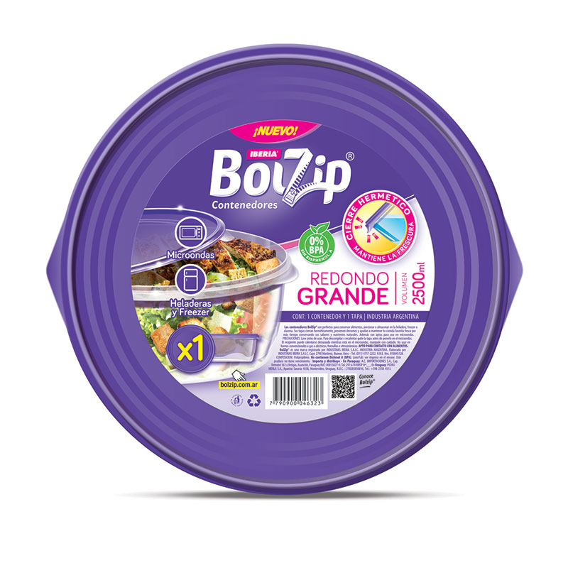 BOLZIP - Contenedores Redondos Grande x2500 ml - 4632