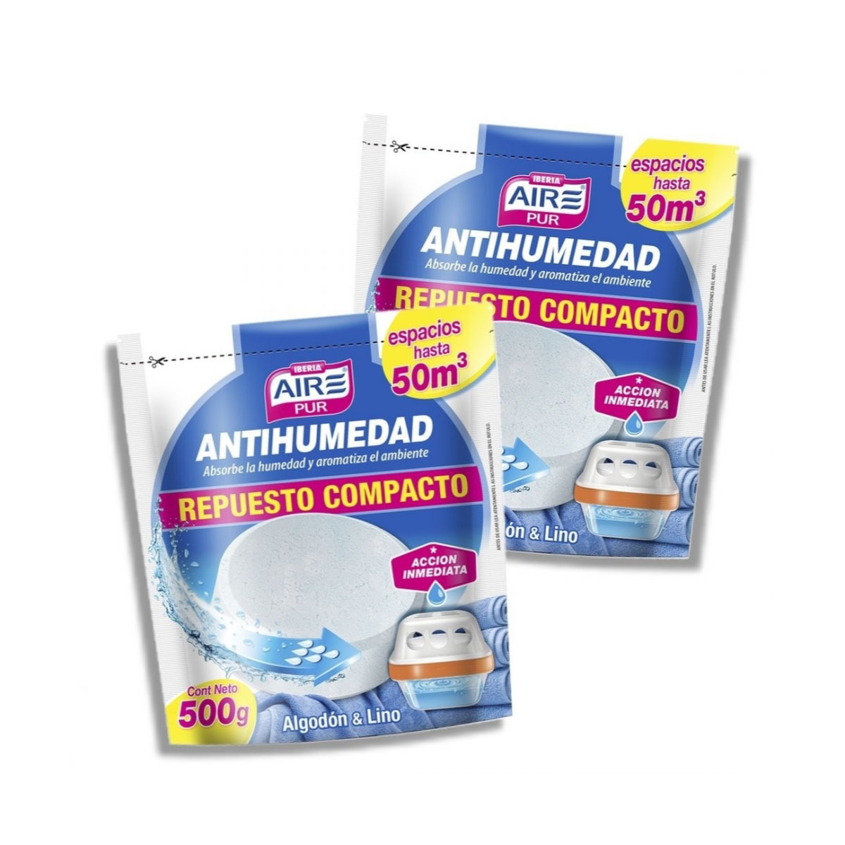 IBERIA - AirePur Repuesto Antihumedad Comapct x500 g Algodon y Lino