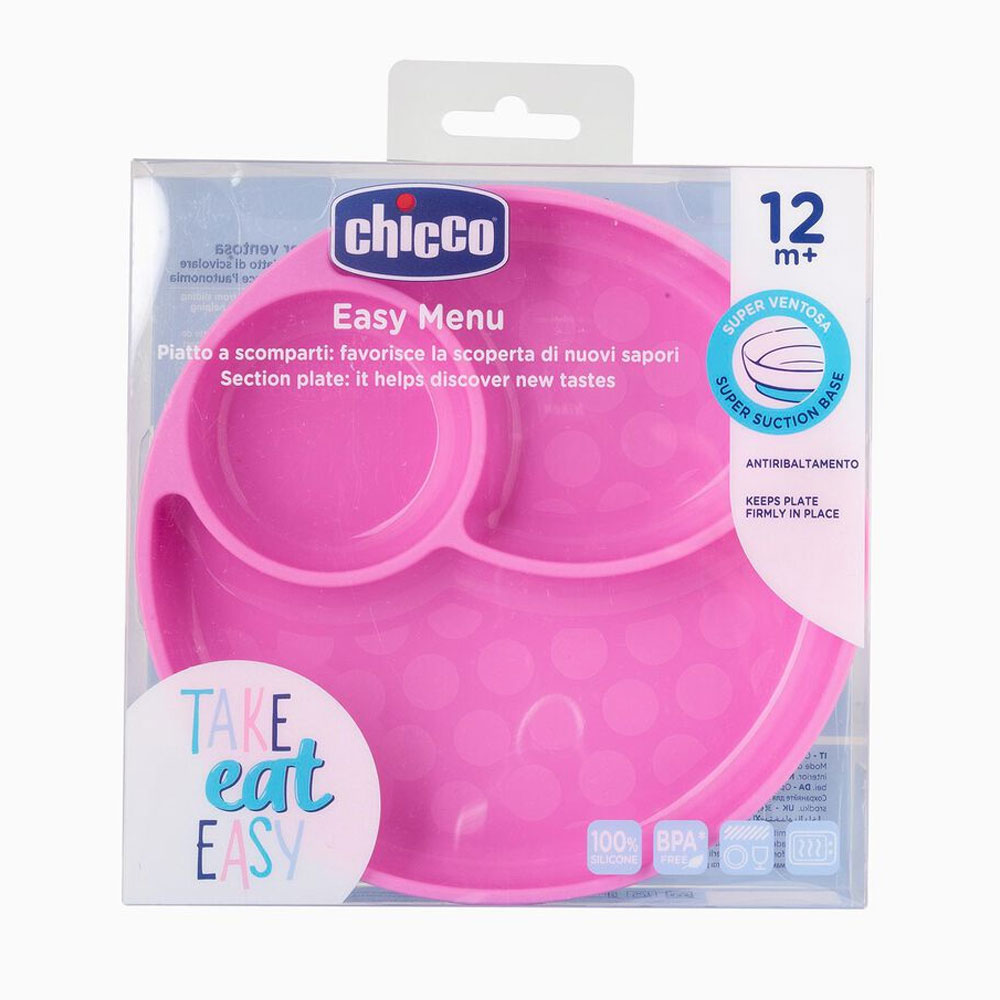 CHICCO NURSING - Plato Silicona con Divisiones Rosa 12m - C27511 - Imagen 4