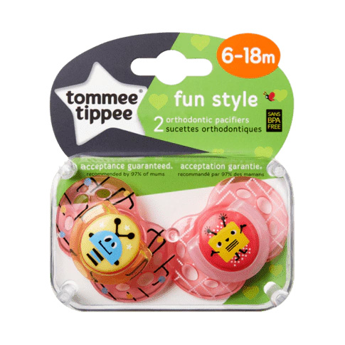TOMMEE TIPPEE - Chupetes 6-18 mes TT FUN STYLE 2 PK NUEVO DISEÑO - TT 6950 - Imagen 2