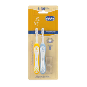 CHICCO NURSING - Cepillo de dientes 6-36 Indigo/Naranja x2 unidades - C74713