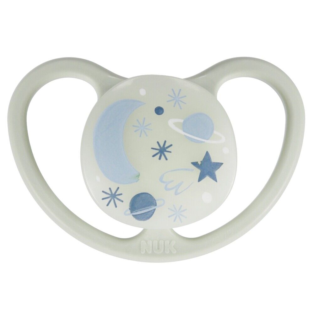 NUK - Set de 2 Chupetes Space Luminoso T2 León/Galaxia - 736934 - Imagen 3