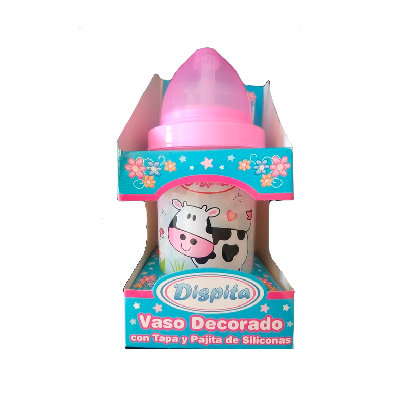 DISPITA - Vaso Decorado Con Tapa y Pajita De Silicona - 10652 - Imagen 3