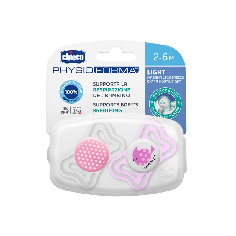 CHICCO NURSING - Chupete Physio Light Deco Nena 2-6m X2 - C56368 - Imagen 3