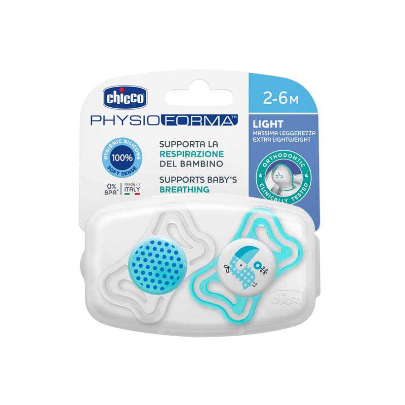 CHICCO NURSING - Chupete Physio Light Deco Nene 2-6m X2 - C56375 - Imagen 3