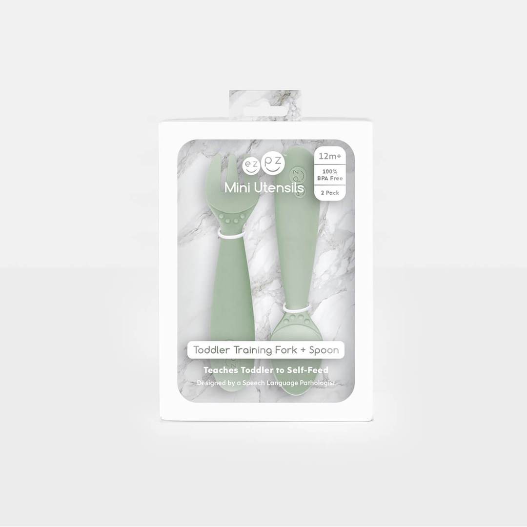 EZPZ - Cubiertos Silicona Mini Utensils Sage - Imagen 3