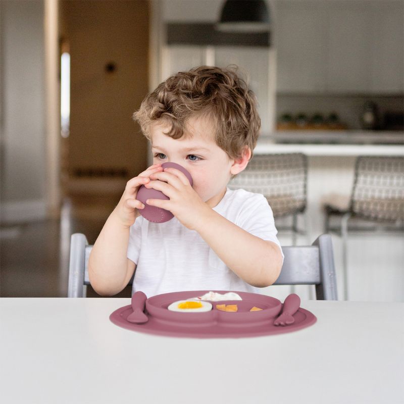 EZPZ - Plato De Silicona Tenedor + Cuchara Mini Feeding Set Malva - Imagen 3