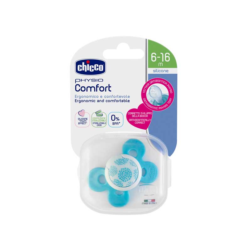 CHICCO NURSING - Chupete Physio Comfort Sil 6-16m Blue - C59058 - Imagen 3