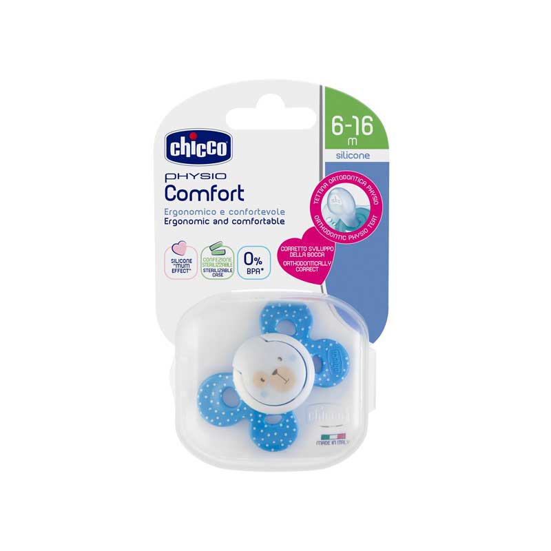 CHICCO NURSING - Chupete Physio Comfort Sil 6-16m Blue - C59058 - Imagen 4