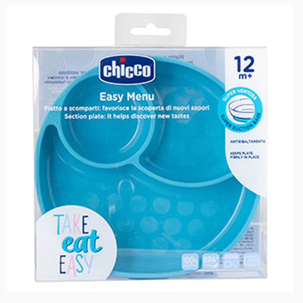 CHICCO NURSING - Plato Silicona con Divisiones Celeste 12m - C27535 - Imagen 4