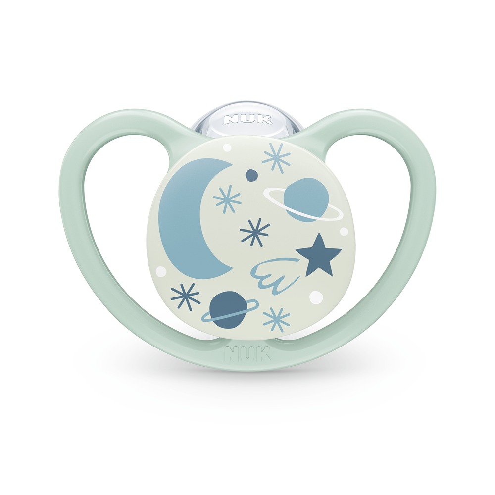 NUK - Set de 2 Chupetes Space Luminoso T2 León/Galaxia - 736934 - Imagen 5