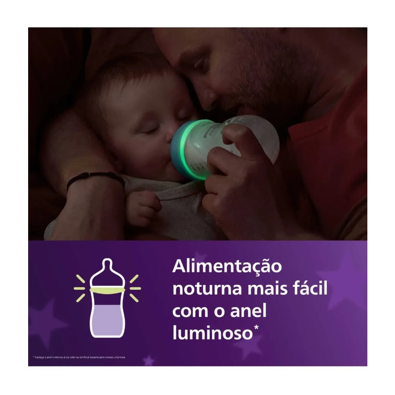 AVENT - MAMADERA NATURAL RESPONSE 260ml CON ANILLO GLOW IN THE DARK - SCY 903/81 - Imagen 5